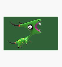 Cute Green Creature with Horns Photographic Print