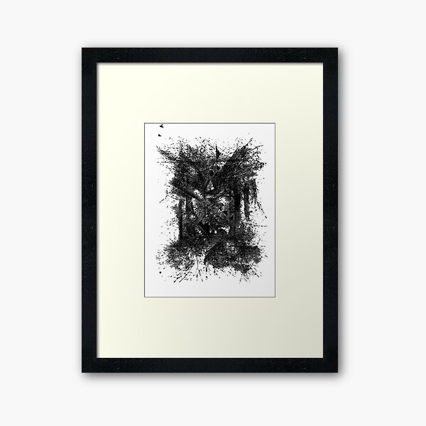 #illustration, #engraving, #tree, #one, #winter, #old, #etching, #snow, #monochrome Framed Art Print