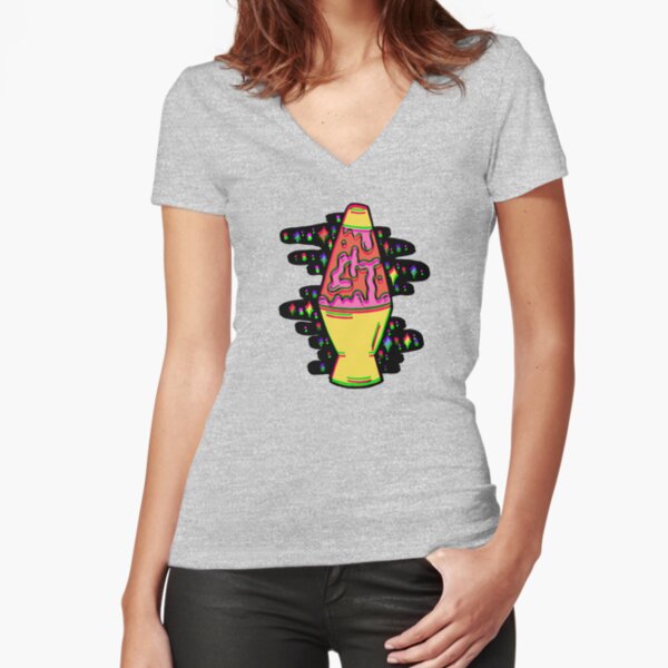 Lit Lava Lamp in pink in 3D Fitted V-Neck T-Shirt