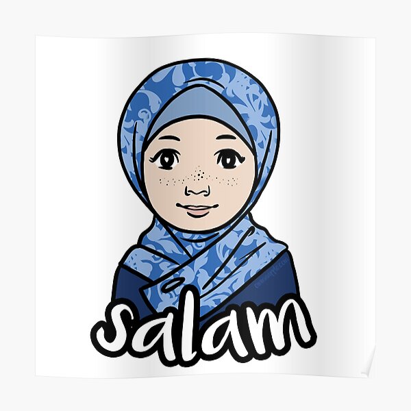 Original Muslim Me Blue Hijabi Cartoon Poster