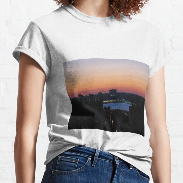 #sunset, #city, #dusk, #water, #cityscape, #architecture, #river, #sky, #reflection, #skyscraper Classic T-Shirt