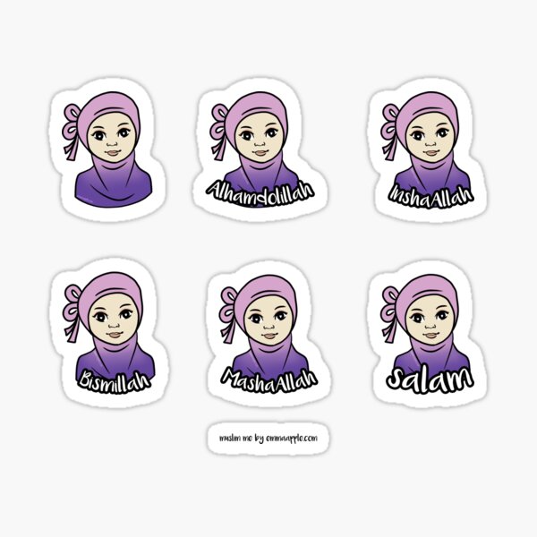 Original Muslim Me Pink & Purple Bow Hijabi Cartoon Sticker