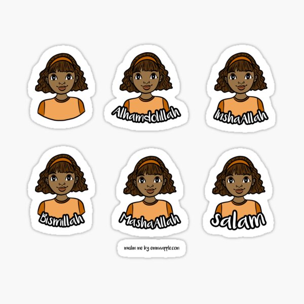 Original Muslim Me Orange Hijabi Cartoon Sticker