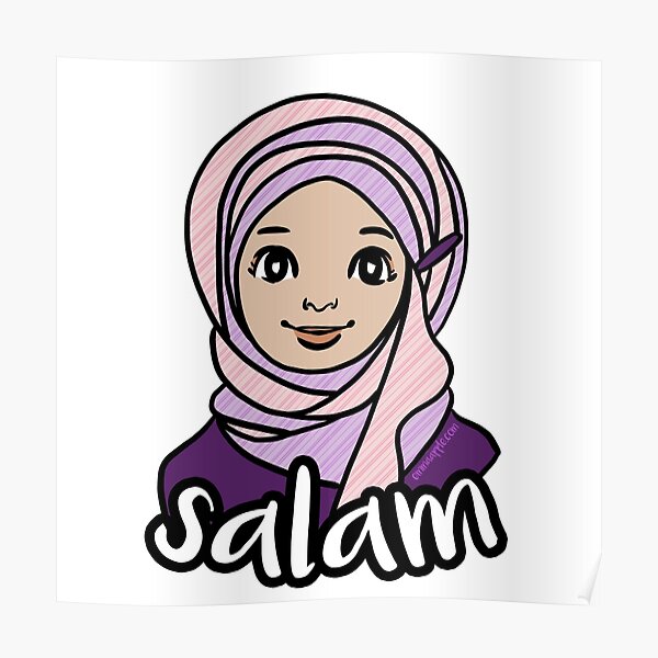 Original Muslim Me Purple & Pink Hijabi Cartoon Poster