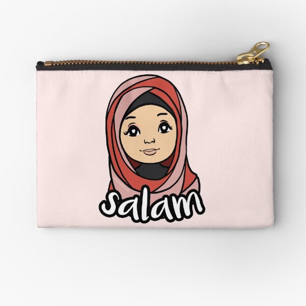 Original Muslim Me Red Hijabi Cartoon Zipper Pouch
