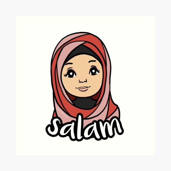 Original Muslim Me Red Hijabi Cartoon Art Print