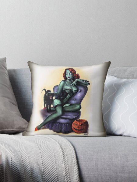 Zombie Girl Pin Up Throw Pillow