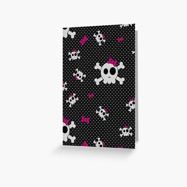Gothic Girly Skulls Greeting Card