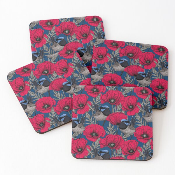 Item preview, Fairy wren and poppies designed and sold by Katerina Mitkova Kirilova.
