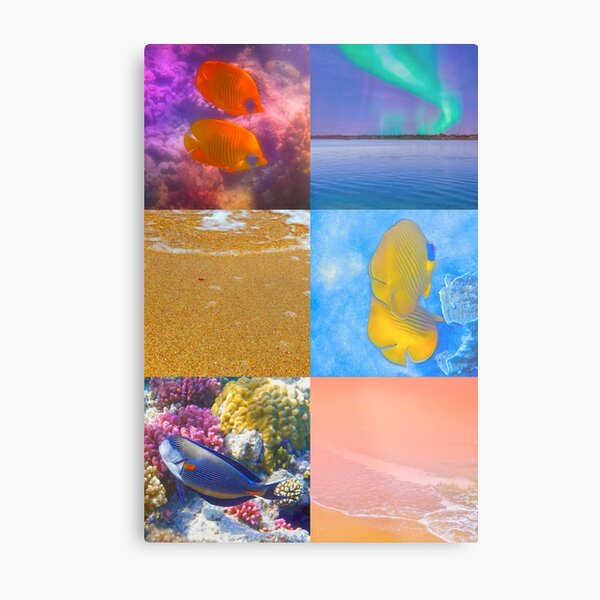 Sealife And Seashore Collage Vertical 3 Metal Print