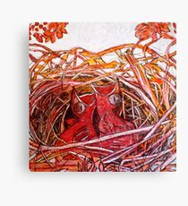 Red Birds Waiting Canvas Print