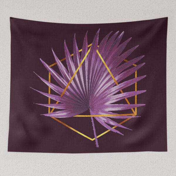 Item preview, Minimal Tropical Palm Leaf - Palm and Gold - Gold Geometric - Modern Tropical Wall Art - Purple 2 designed and sold by Studio Grafiikka.