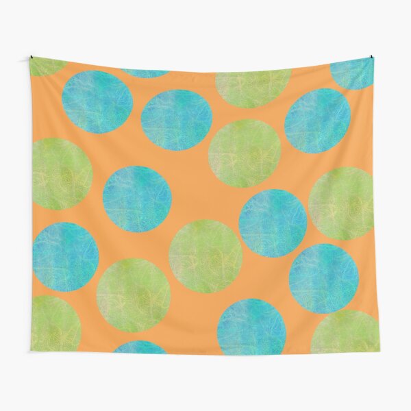 Batik Dots Orange, Aqua, Lime Tapestry