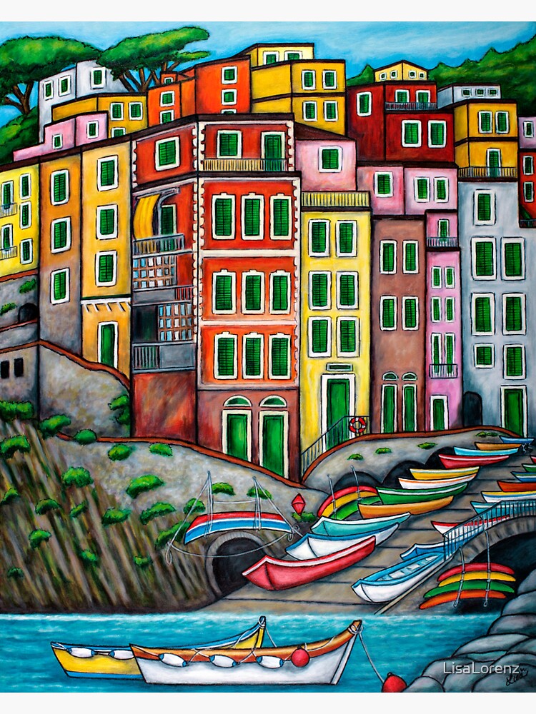 Thumbnail 3 of 3, Sticker, Colours of Riomaggiore, Cinque Terre designed and sold by LisaLorenz.