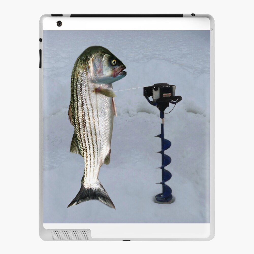 JUST AN AUGER ICE FISHING DAY..STRIPED BASS USING ICE  AUGER..PICTURE-PILLOW-TOTE BAG ECT Poster for Sale by ✿✿ Bonita ✿✿  ђєℓℓσ