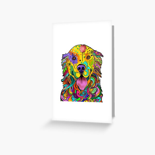 Psychedelic golden retriever abstract design  Greeting Card