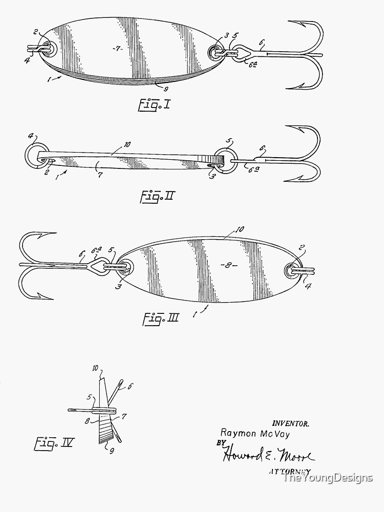 Fishing Lure Vintage Patent Hand Drawing Sticker for Sale by