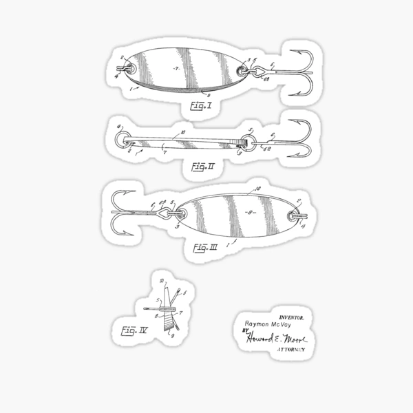 Fishing Lure Vintage Patent Hand Drawing Sticker for Sale by  TheYoungDesigns
