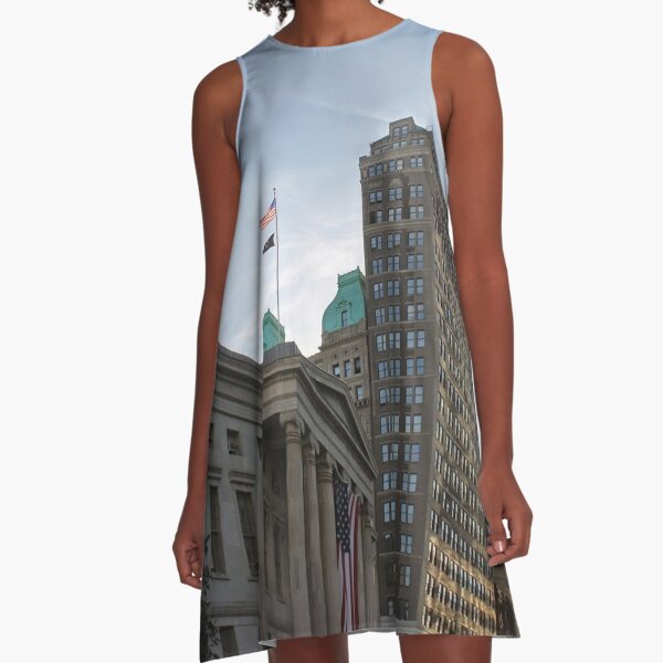 #architecture, #city, outdoors, office, #sky, #skyscraper, business, finance, #tower A-Line Dress