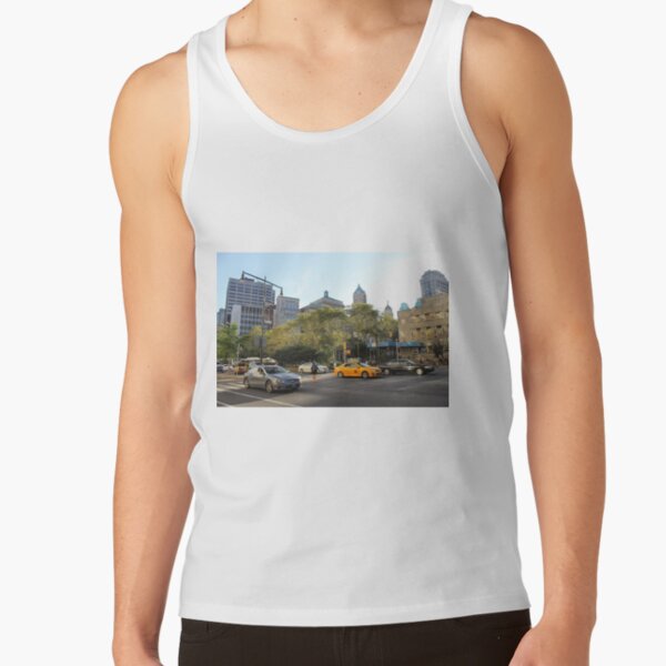 #car, #street, #city, #road, #travel, traffic, architecture, outdoors, modern, town Tank Top