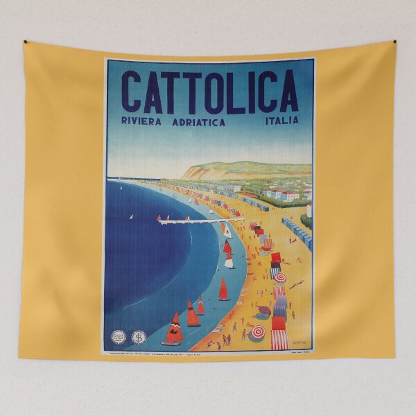 Item preview, Vintage Cattolica summer beach Italian travel advert designed and sold by aapshop.
