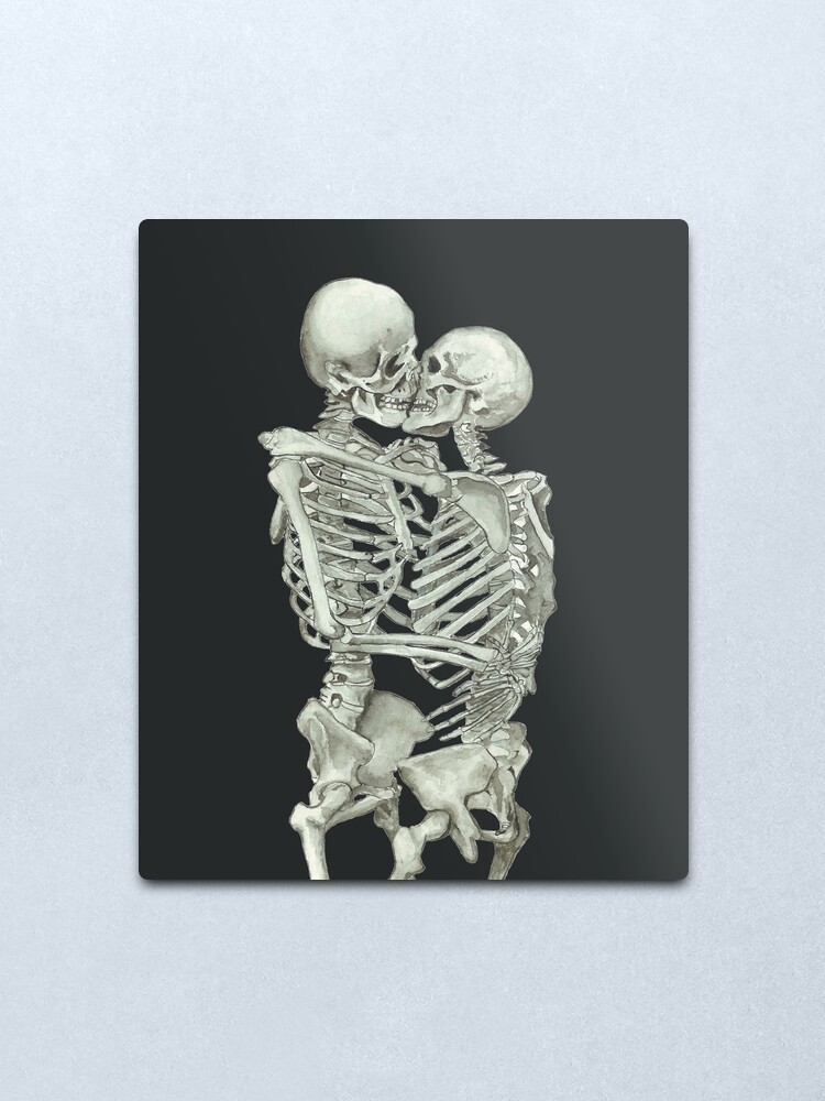 Alternate view of Skeleton Kiss: Immortal Lovers, Anatomy Love Valentines Gift Metal Print