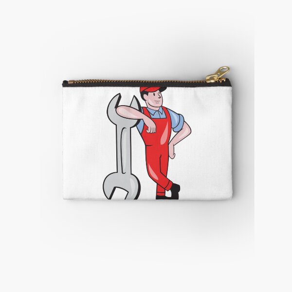 Item preview, Mechanic Leaning On Spanner Wrench Cartoon designed and sold by patrimonio.