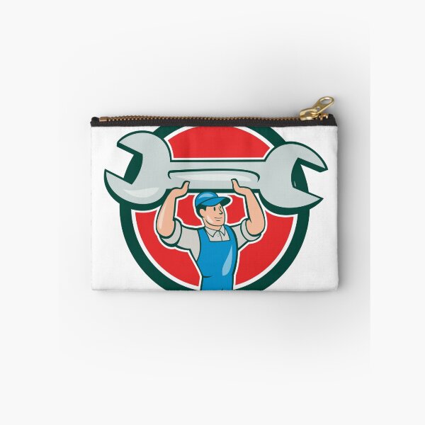 Item preview, Mechanic Lifting Spanner Wrench Circle Cartoon designed and sold by patrimonio.