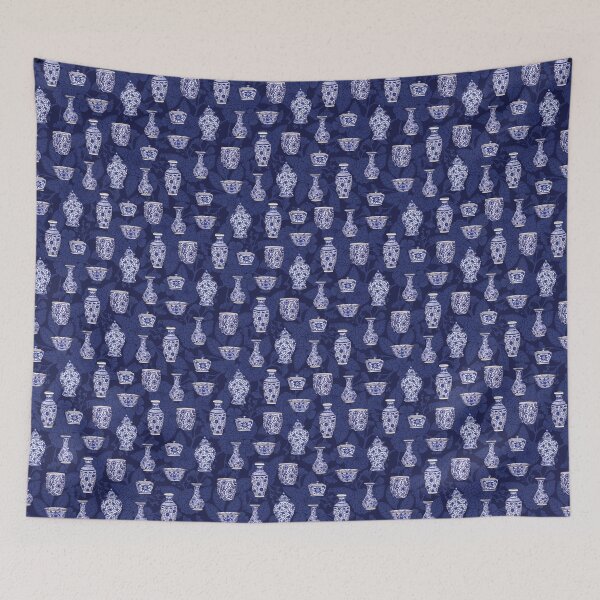 Item preview, Blue and White Chinoiserie/ Delftware Pottery Pattern designed and sold by somecallmebeth.