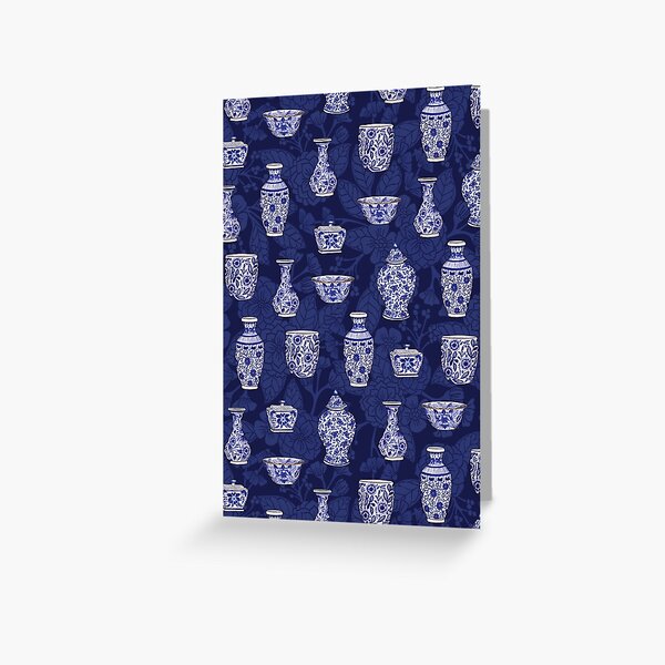 Vista previa del artículo con la obra «Patrón de cerámica de Delft/chinoiserie azul y blanco», diseñado y vendido por somecallmebeth.