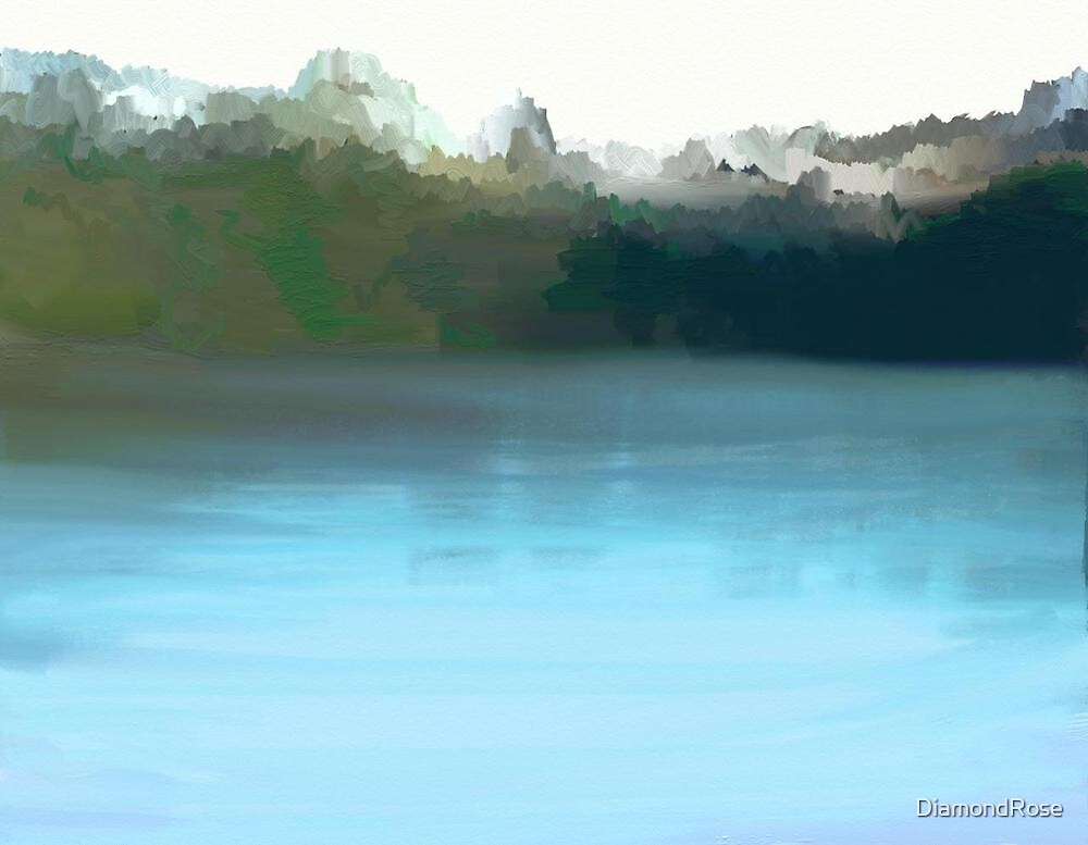 "digital art painting abstract lake & landscape" by DiamondRose Redbubble