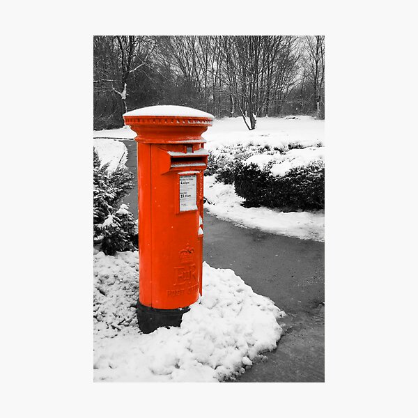 Item preview, Traditional red British post box in the snow designed and sold by Sue Leonard.