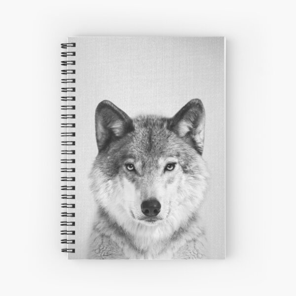 Wolf - Black & White Spiral Notebook