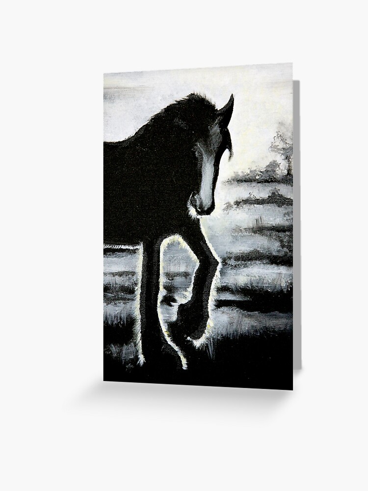 Pferd Rappen Horse Hengst Stute Reiten Reiter Silhouette Grusskarte Von Originalstar Redbubble