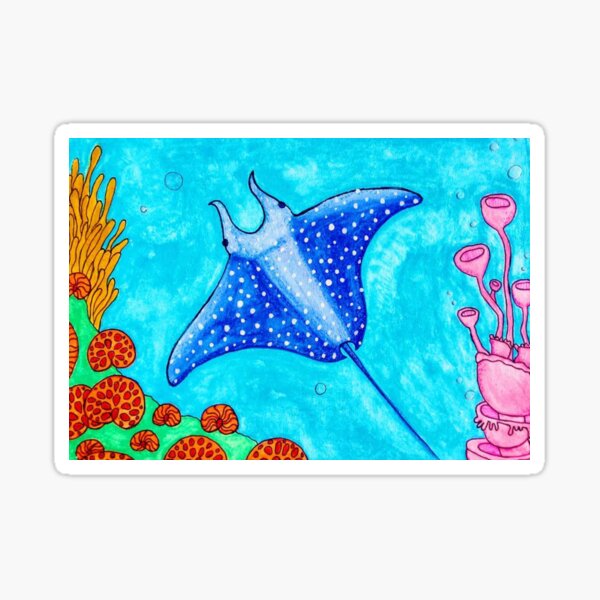 Vista previa del artículo con la obra «Devil Ray y setas de mar», diseñado y vendido por Hallucinogenius.