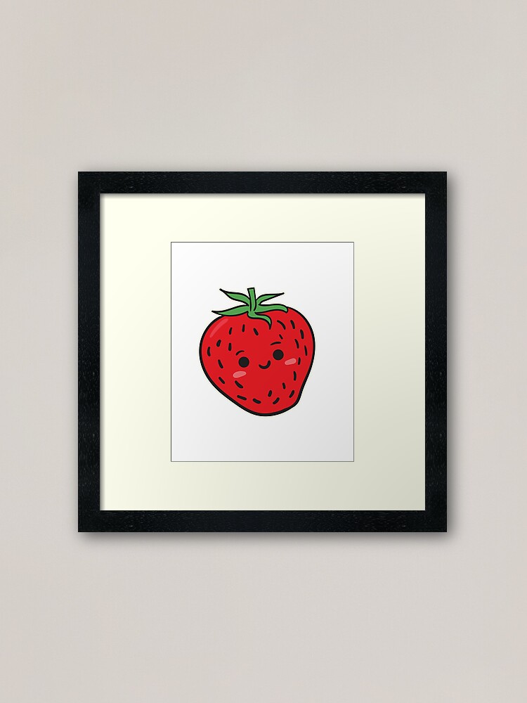 Cute Strawberry Pun Smilling Fruit Love Framed Art Print By Vh Gekko Redbubble