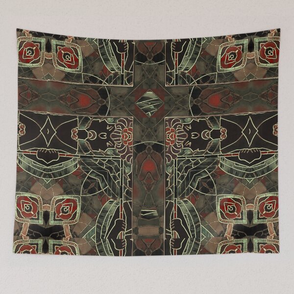 Item preview, Art Nouveau Crucifix Stained Glass designed and sold by Sasha Art Gallery.