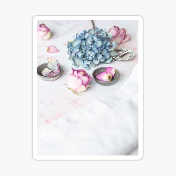 Hydrangea and pink petals Sticker