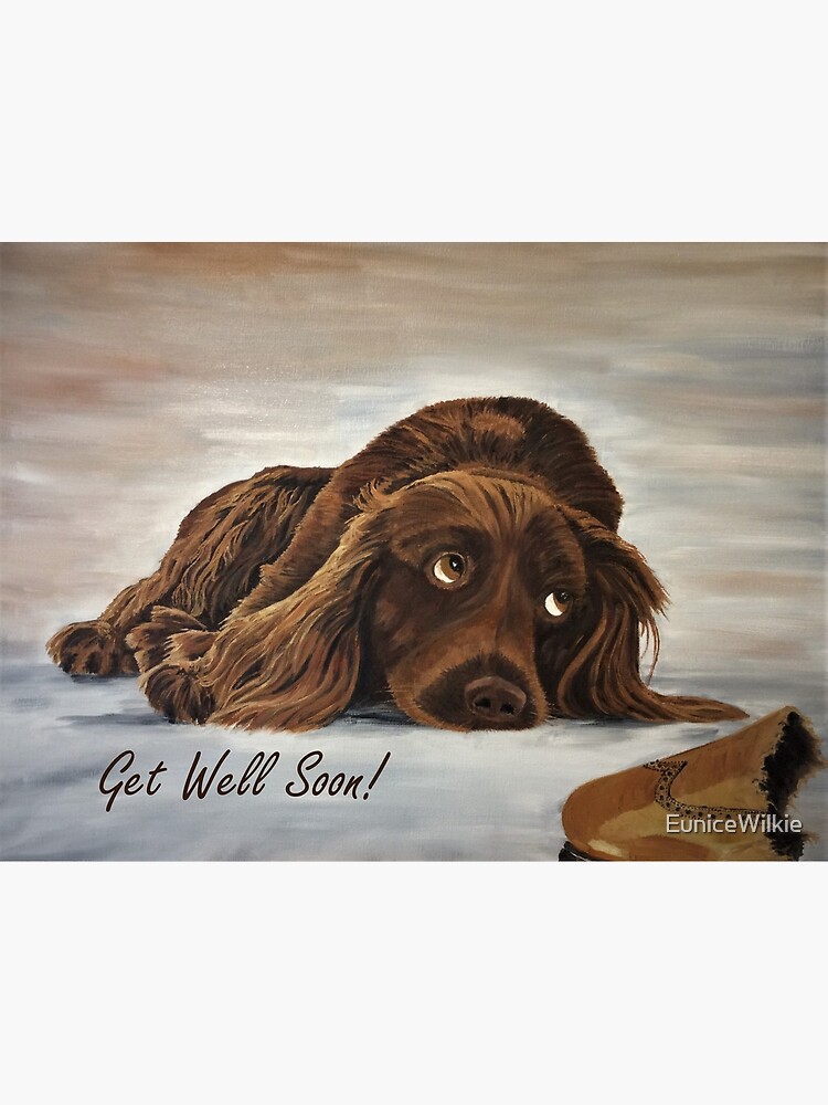 Thumbnail 2 of 2, Greeting Card, Naughty Spaniel - Get Well Soon Card designed and sold by EuniceWilkie.