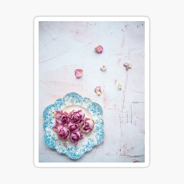 Saucer of Roses Sticker