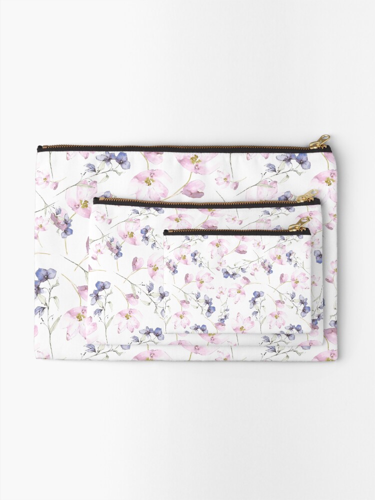 Alternate view of watercolor flowers Zipper Pouch