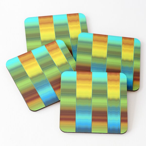Item preview, Yellow, Green and Blue Striped Abstract Shiny Metallic designed and sold by pinkal.
