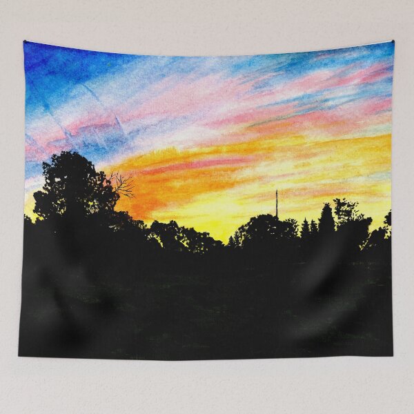 Item preview, Colorful Sunset Tree Silhouette Watercolor designed and sold by Kaleigh Day.