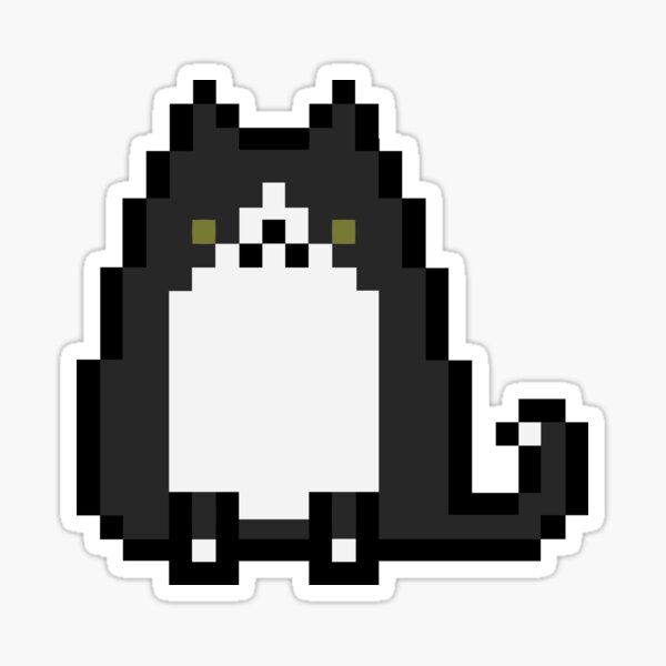 Pixel Cat (Tuxedo) Sticker