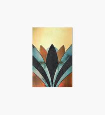 Art Deco Bloom Black Marble Stained Glass Turquoise Art Board