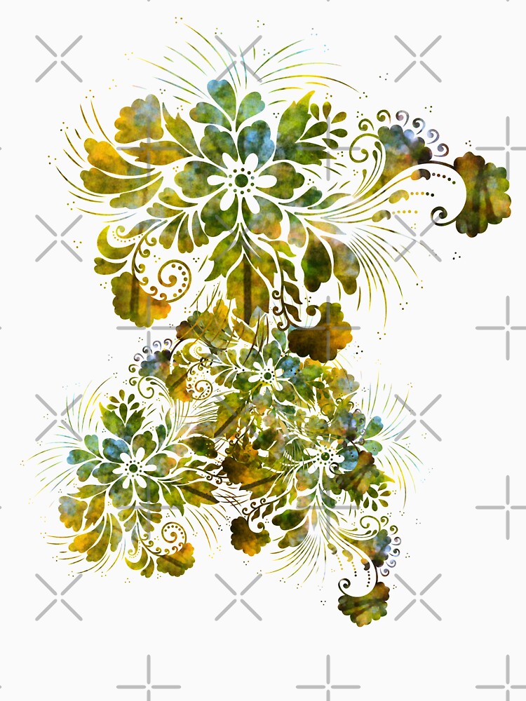 Floral watercolor abstract - green forest by planet-eye