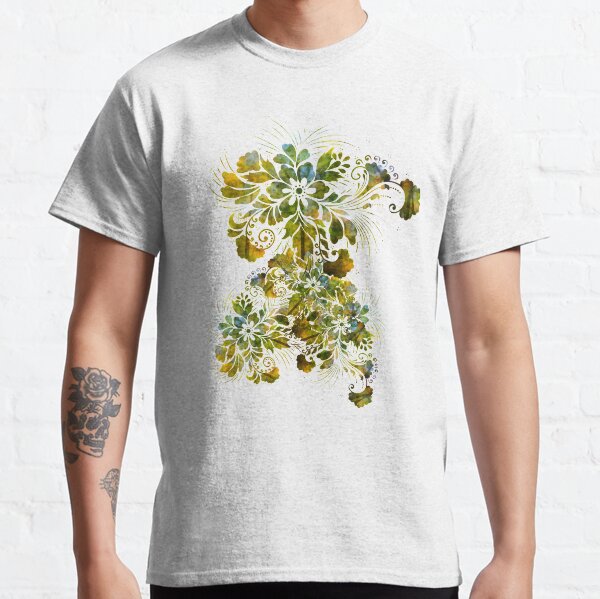 Floral watercolor abstract - green forest Classic T-Shirt