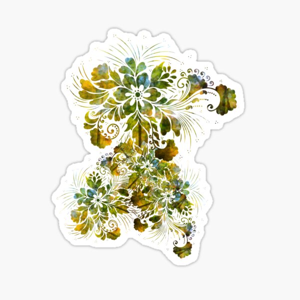 Floral watercolor abstract - green forest Sticker