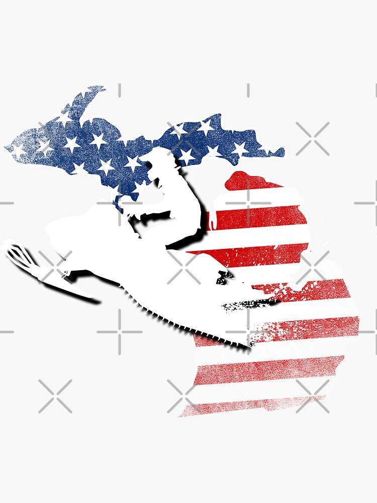 "Michigan USA Flag Snowmobile" Sticker for Sale by lanacapone Redbubble