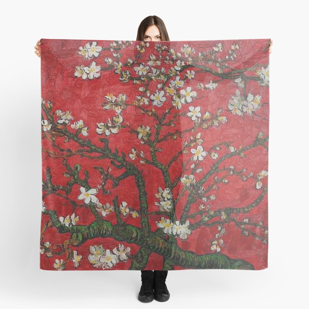 Almond Blossoms Red Vincent Van Gogh Scarf